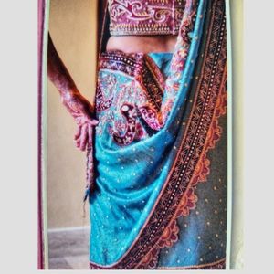 Designer Diamond work Embellished saree ready made blouse sz. 34/36